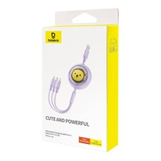 Charging Cable 3w1 Baseus USB to USB-C, USB-M, Lightning 3,5A, 1,1m (purple) Charging Cable 3w1 Baseus USB to USB-C, USB-M, Lightning 3,5A, 1,1m (purple)