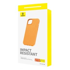 Phone Case for iPhone 15 Pro Baseus Fauxther Series (Orange) Phone Case for iPhone 15 Pro Baseus Fauxther Series (Orange)