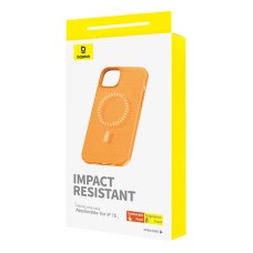 Magnetic Phone Case for iPhone 15 Baseus Fauxther Series (Orange) Magnetic Phone Case for iPhone 15 Baseus Fauxther Series (Orange)