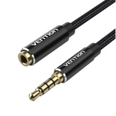 Cable Audio TRRS 3.5mm Male to 3.5mm Female Vention BHCBF 1m Black Cable Audio TRRS 3.5mm Male to 3.5mm Female Vention BHCBF 1m Black