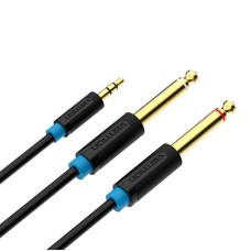Audio Cable TRS 3.5mm to 2x 6.35mm Vention BACBJ 5m Black Audio Cable TRS 3.5mm to 2x 6.35mm Vention BACBJ 5m Black