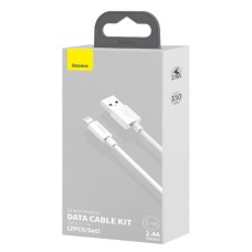 Baseus Simple Wisdom Data Cable Kit USB to Lightning 2.4A (2PCS/Set)1.5m White Baseus Simple Wisdom Data Cable Kit USB to Lightning 2.4A (2PCS/Set)1.5m White