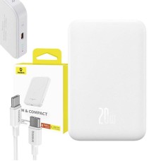 Magnetic Mini Powerbank Baseus 5000mAh, USB-C 20W (white) Magnetic Mini Powerbank Baseus 5000mAh, USB-C 20W (white)