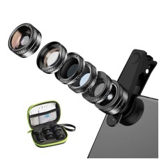 Mobile lens kit APEXEL APL-DG6V2 6 in 1 universal (black) Mobile lens kit APEXEL APL-DG6V2 6 in 1 universal (black)