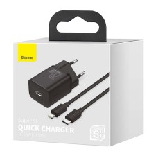 Baseus Super Si Quick Charger 1C 20W with USB-C cable for Lightning 1m (black) Baseus Super Si Quick Charger 1C 20W with USB-C cable for Lightning 1m (black)
