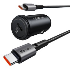 Car Charger McDodo CC-7493 65W With Mini White USB-C Cable With E-mark Chip 1m 100W (black) Car Charger McDodo CC-7493 65W With Mini White USB-C Cable With E-mark Chip 1m 100W (black)