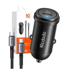 Car Charger McDodo CC-7493 65W With Mini White USB-C Cable With E-mark Chip 1m 100W (black) Car Charger McDodo CC-7493 65W With Mini White USB-C Cable With E-mark Chip 1m 100W (black)