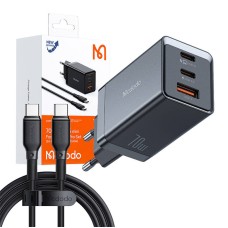 GaN Mcdodo CH-1543 network charger, 2x USB-C, 1x USB, 67W + USB-C to USB-C 2m cable (black) GaN Mcdodo CH-1543 network charger, 2x USB-C, 1x USB, 67W + USB-C to USB-C 2m cable (black)