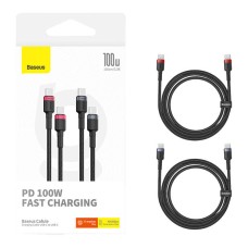 Cable Baseus Cafule USB-C to USB-C 100W,1m, 2psc (Red Black, Grey Black) Cable Baseus Cafule USB-C to USB-C 100W,1m, 2psc (Red Black, Grey Black)