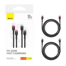 Cable Baseus Cafule USB-C to USB-C 100W,2m, 2psc (Red Black, Grey Black) Cable Baseus Cafule USB-C to USB-C 100W,2m, 2psc (Red Black, Grey Black)