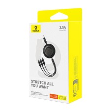 Fast Charging Cable 3in1 Baseus Free2Draw, USB to micro USB+USB-C+Lightning, 3.5A, 1.1m (black) Fast Charging Cable 3in1 Baseus Free2Draw, USB to micro USB+USB-C+Lightning, 3.5A, 1.1m (black)