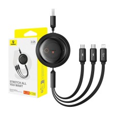 Fast Charging Cable 3in1 Baseus Free2Draw, USB to micro USB+USB-C+Lightning, 3.5A, 1.1m (black) Fast Charging Cable 3in1 Baseus Free2Draw, USB to micro USB+USB-C+Lightning, 3.5A, 1.1m (black)