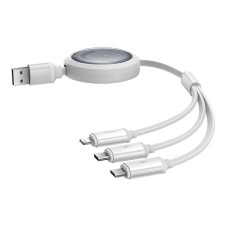 Fast Charging Cable 3in1 Baseus Free2Draw, USB to micro USB+USB-C+Lightning, 3.5A, 1.1m (white) Fast Charging Cable 3in1 Baseus Free2Draw, USB to micro USB+USB-C+Lightning, 3.5A, 1.1m (white)