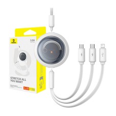 Fast Charging Cable 3in1 Baseus Free2Draw, USB to micro USB+USB-C+Lightning, 3.5A, 1.1m (white) Fast Charging Cable 3in1 Baseus Free2Draw, USB to micro USB+USB-C+Lightning, 3.5A, 1.1m (white)