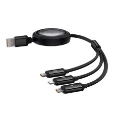 3-in-1 Baseus Free2Draw USB to M+L+C 100W cable, 1.1 m (black) 3-in-1 Baseus Free2Draw USB to M+L+C 100W cable, 1.1 m (black)