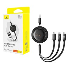 3-in-1 Baseus Free2Draw USB to M+L+C 100W cable, 1.1 m (black) 3-in-1 Baseus Free2Draw USB to M+L+C 100W cable, 1.1 m (black)