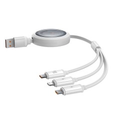3-in-1 Baseus Free2Draw USB to M+L+C 100W cable, 1.1 m (white) 3-in-1 Baseus Free2Draw USB to M+L+C 100W cable, 1.1 m (white)