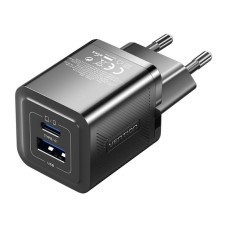 Wall charger, Vention, FEQB0-EU, USB-C, USB- A, 30W/30W, GaN (black)