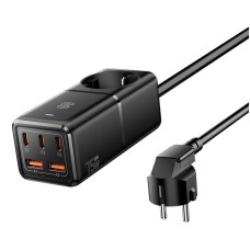 Wall charger, Essager, ECTAC-BRB01-Z, GaN, 3xUSB-C, 2xUSB-A, Gniazdko AC, 75W (black) Wall charger, Essager, ECTAC-BRB01-Z, GaN, 3xUSB-C, 2xUSB-A, Gniazdko AC, 75W (black)