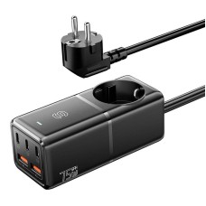 Wall charger, Essager, ECTAC-BRB01-Z, GaN, 3xUSB-C, 2xUSB-A, Gniazdko AC, 75W (black) Wall charger, Essager, ECTAC-BRB01-Z, GaN, 3xUSB-C, 2xUSB-A, Gniazdko AC, 75W (black)
