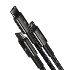 USB cable 3in1 Baseus Tungsten Gold, USB to micro USB / USB-C / Lightning, 3.5A, 1.5m (black)