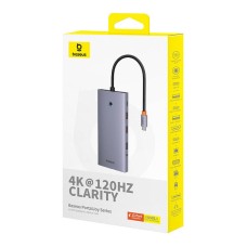 Hub 13in1 Baseus PortalJoy USB-C to HDMI+DP+VGA+C+USB+PD+RJ45+SD/TF+3.5mm (grey)