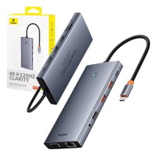 Hub 13in1 Baseus PortalJoy USB-C to HDMI+DP+VGA+C+USB+PD+RJ45+SD/TF+3.5mm (grey)