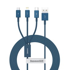 USB cable 3in1 Baseus Superior Series, USB to micro USB / USB-C / Lightning, 3.5A, 1.5m (blue) USB cable 3in1 Baseus Superior Series, USB to micro USB / USB-C / Lightning, 3.5A, 1.5m (blue)