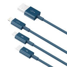 USB cable 3in1 Baseus Superior Series, USB to micro USB / USB-C / Lightning, 3.5A, 1.5m (blue) USB cable 3in1 Baseus Superior Series, USB to micro USB / USB-C / Lightning, 3.5A, 1.5m (blue)