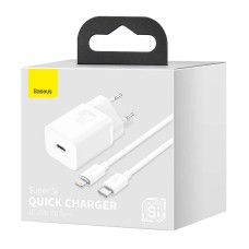 Baseus Super Si Quick Charger 1C 20W with USB-C cable for Lightning 1m (white) Baseus Super Si Quick Charger 1C 20W with USB-C cable for Lightning 1m (white)