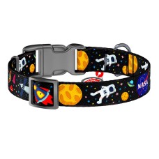 Nylon dog collar with QR code Waudog "NASA" size M Nylon dog collar with QR code Waudog "NASA" size M