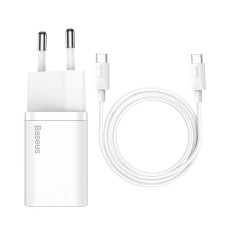 Baseus Super Si Quick Charger 1C 25W with USB-C cable for USB-C 1m (white) Baseus Super Si Quick Charger 1C 25W with USB-C cable for USB-C 1m (white)
