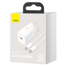 Baseus Super Si Quick Charger 1C 25W with USB-C cable for USB-C 1m (white) Baseus Super Si Quick Charger 1C 25W with USB-C cable for USB-C 1m (white)