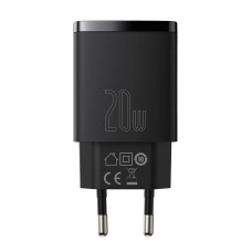 Baseus Compact Quick Charger, USB, USB-C, 20W (black) Baseus Compact Quick Charger, USB, USB-C, 20W (black)