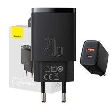 Baseus Compact Quick Charger, USB, USB-C, 20W (black) Baseus Compact Quick Charger, USB, USB-C, 20W (black)