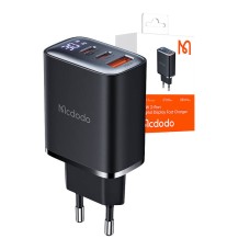Mcdodo CH-2180 2xUSB-C + USB-A, 30W mains charger with display (black) Mcdodo CH-2180 2xUSB-C + USB-A, 30W mains charger with display (black)