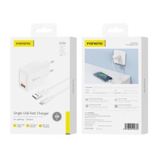 Foneng EU54 18W USB-A, 3A mains charger (White) + USB-A to Lightning cable