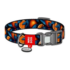 Waudog "Oranges" nylon dog collar with QR code, size L Waudog "Oranges" nylon dog collar with QR code, size L