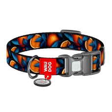 Waudog "Oranges" nylon dog collar with QR code, size M Waudog "Oranges" nylon dog collar with QR code, size M
