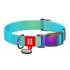 Nylon collar with QR code for Waudog gradient dog, blue , size L Nylon collar with QR code for Waudog gradient dog, blue , size L