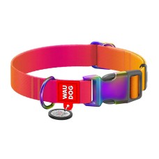 Waudog gradient nylon dog collar with QR code, orange , size L Waudog gradient nylon dog collar with QR code, orange , size L