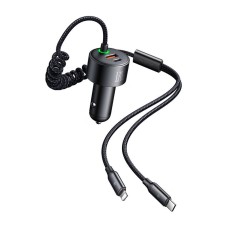 Mcdodo CC-0370 car charger, USB-C, Lightning, 120W, retractable cables