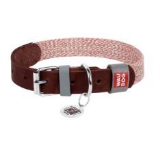 Dog collar made of natural leather and recycled material with QR code Waudog size S, width 15 mm, brown Dog collar made of natural leather and recycled material with QR code Waudog size S, width 15 mm, brown