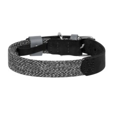 Dog collar made of natural leather and recycled material with QR code Waudog size S, width 15 mm, black Dog collar made of natural leather and recycled material with QR code Waudog size S, width 15 mm, black