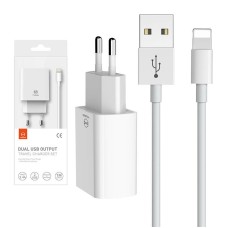 Duální USB nabíječka Mcdodo CH-6720 (EU) Lightning 1m Cestovní sada (bílá) Duální USB nabíječka Mcdodo CH-6720 (EU) Lightning 1m Cestovní sada (bílá)