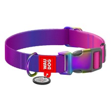 Nylon dog collar with QR code WAUDOG 15 mm wide, 25-35 cm long purple Nylon dog collar with QR code WAUDOG 15 mm wide, 25-35 cm long purple