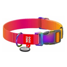 Nylon dog collar with QR code WAUDOG 15 mm wide, 25-35 cm long orange