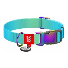 Nylon dog collar with QR code WAUDOG 15 mm wide, 25-35 cm long blue Nylon dog collar with QR code WAUDOG 15 mm wide, 25-35 cm long blue
