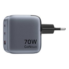 GaN Vention USB-C+C+A 70W Charger (Gray)