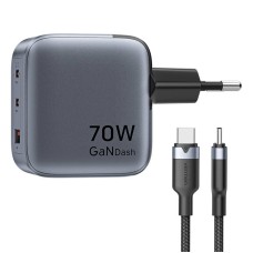 GaN Vention USB-C+C+A 70W Charger + USB-C-C Cable 1m (Gray) GaN Vention USB-C+C+A 70W Charger + USB-C-C Cable 1m (Gray)